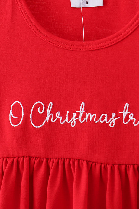 Red christmas tree applique pants set