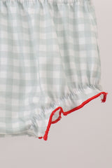 Sage gingham ribbon bow bloomer set