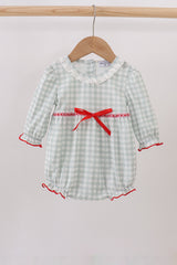 Sage gingham ribbon bow bubble