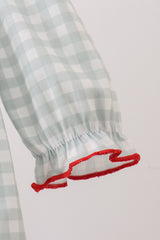 Sage gingham ribbon bow bubble