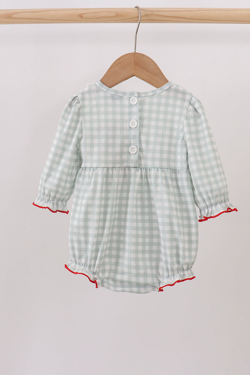 Sage gingham ribbon bow bubble