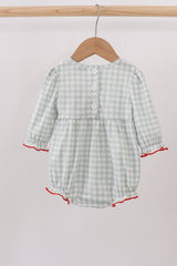 Sage gingham ribbon bow bubble