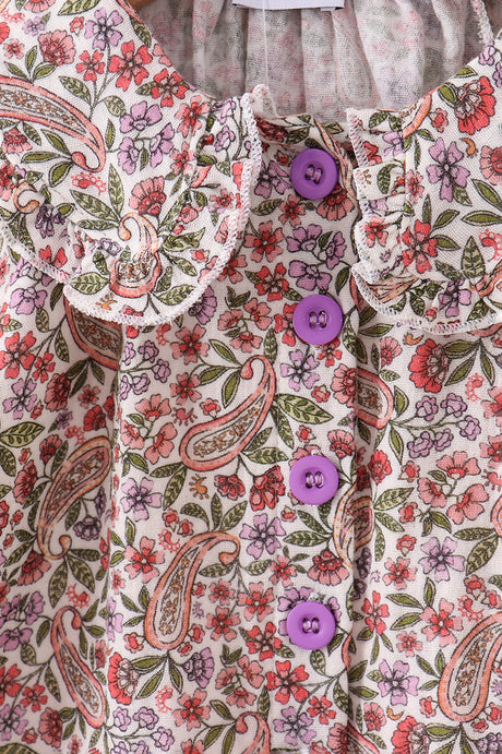 Purple floral ruffle bloomer set