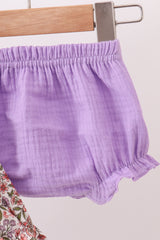 Purple floral ruffle bloomer set