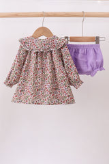 Purple floral ruffle bloomer set