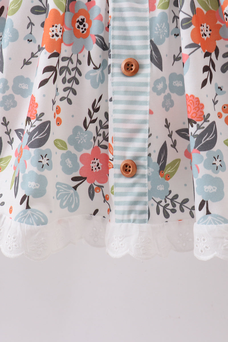 Mint floral stripe pants set