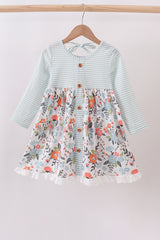 Mint floral stripe dress