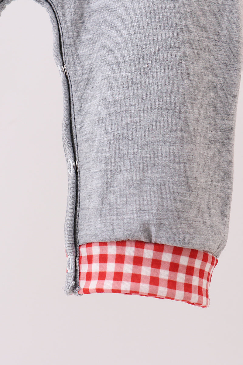 Gray farm applique romper