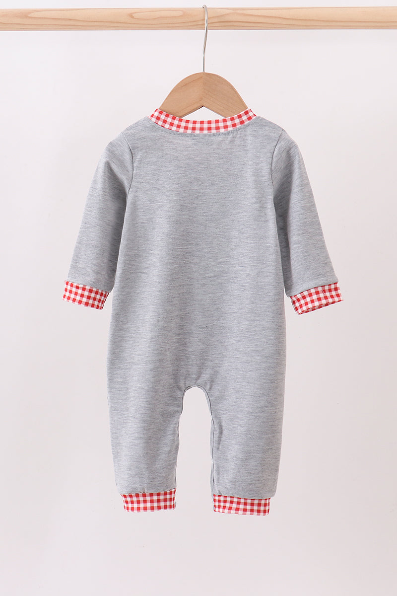 Gray farm applique romper