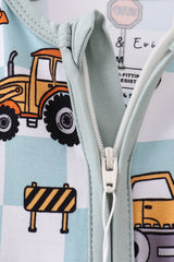 Green excavator checkered bamboo romper