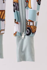 Green excavator checkered bamboo romper