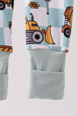 Green excavator checkered bamboo romper
