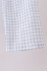 Blue cotton applique gingham pants set