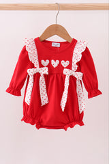 Red heart applique ruffle bubble