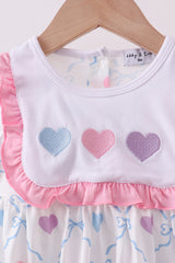 Multicolored heart smocked bloomer set