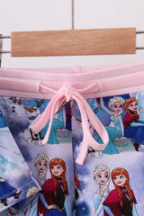 Blue frozen print bamboo shorts set