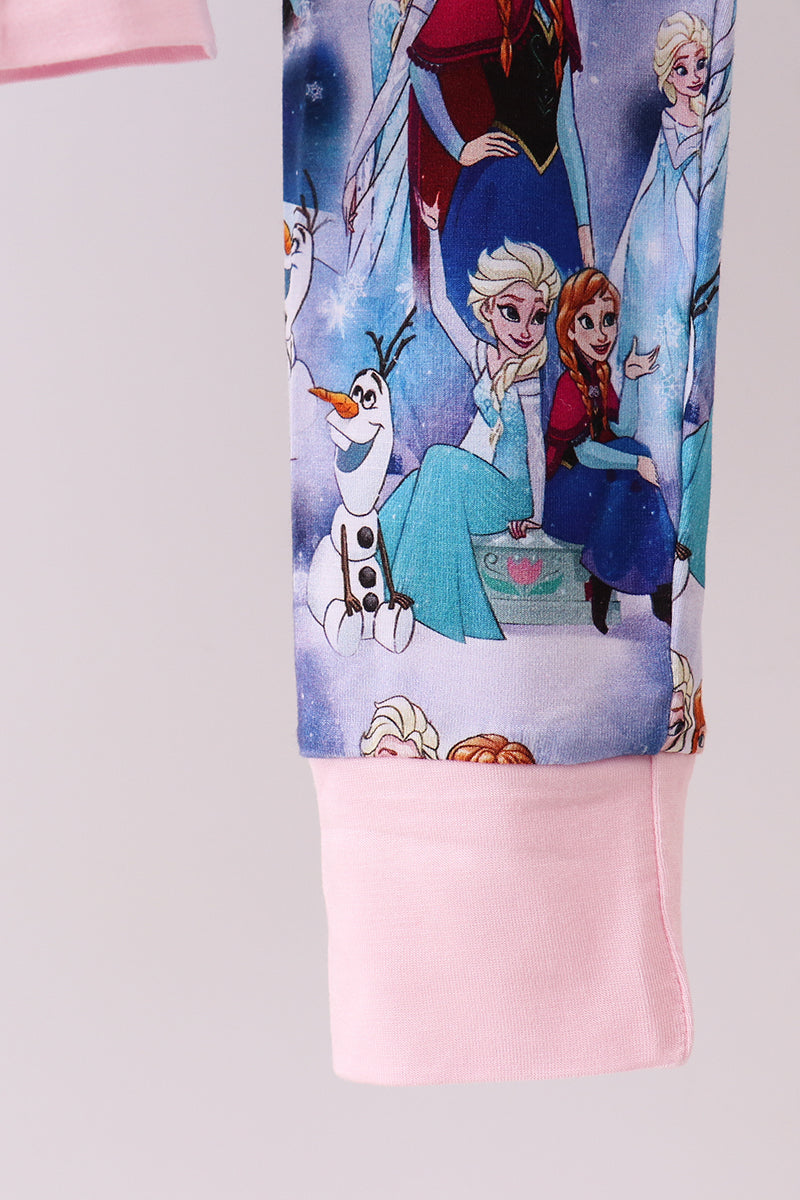 Blue frozen print bamboo pajama pants set
