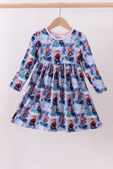 Blue frozen print bamboo dress
