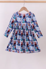 Blue frozen print bamboo dress