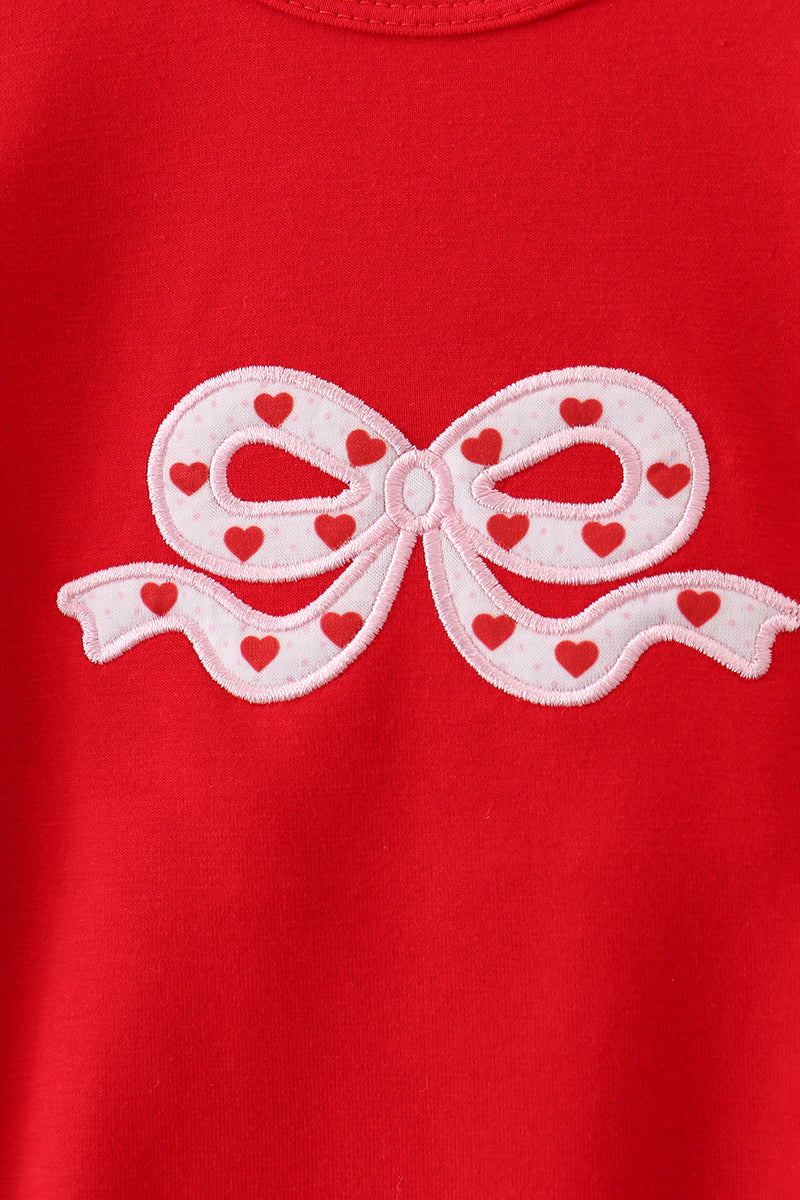 Red bow applique bubble