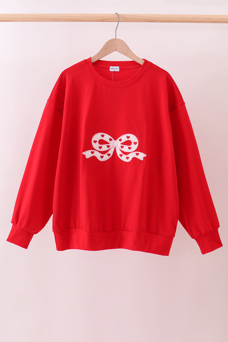 Red bow applique mom&me top