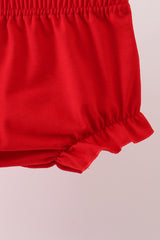 Red heart bow smocked bloomer set