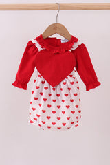 Red heart applique bubble set