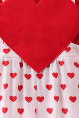 Red heart applique ruffle jumpsuit set
