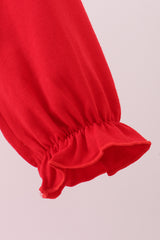 Red heart applique ruffle jumpsuit set