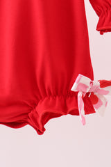 Red heart french knot bow bubble