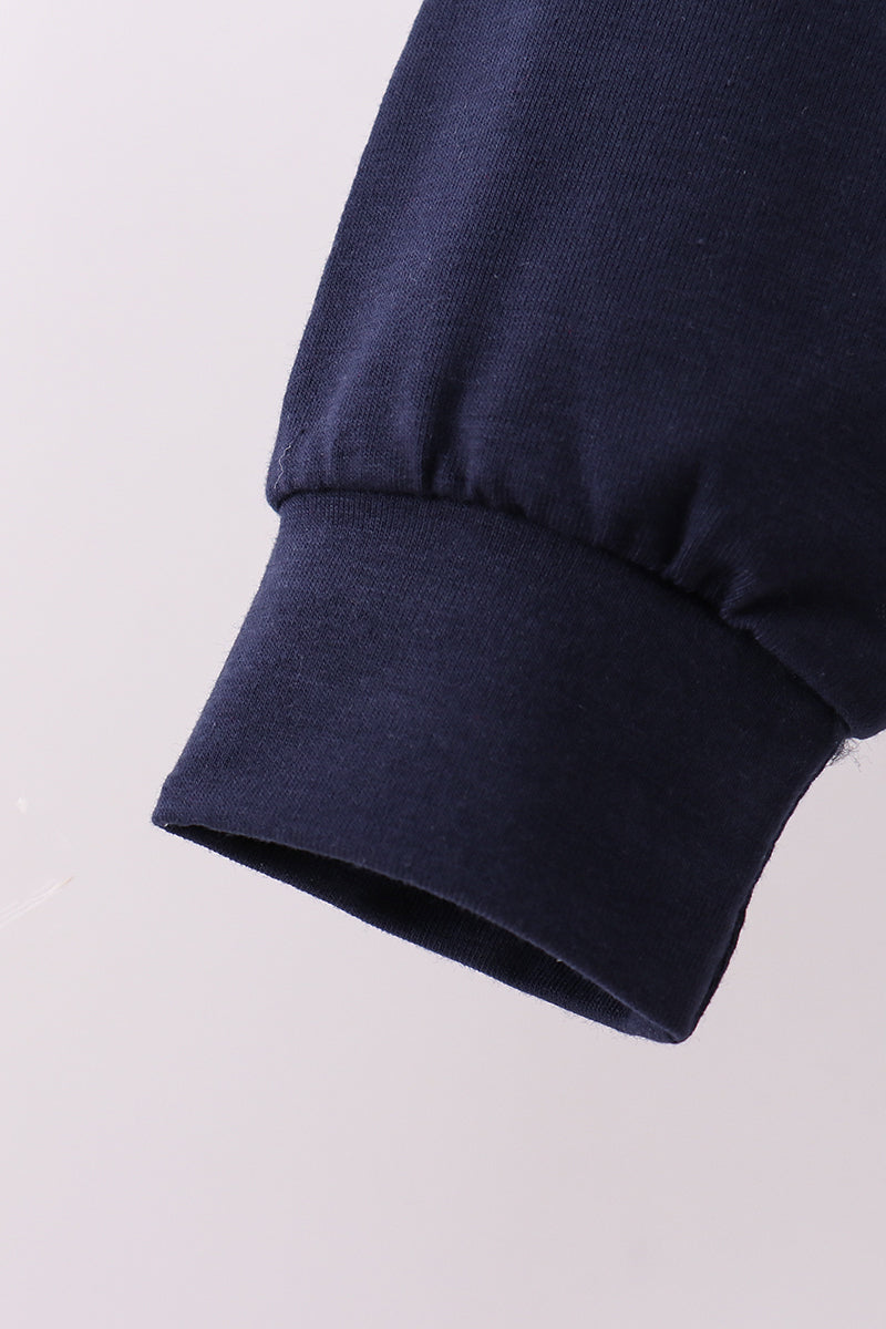 Navy heart floral applique hoodie