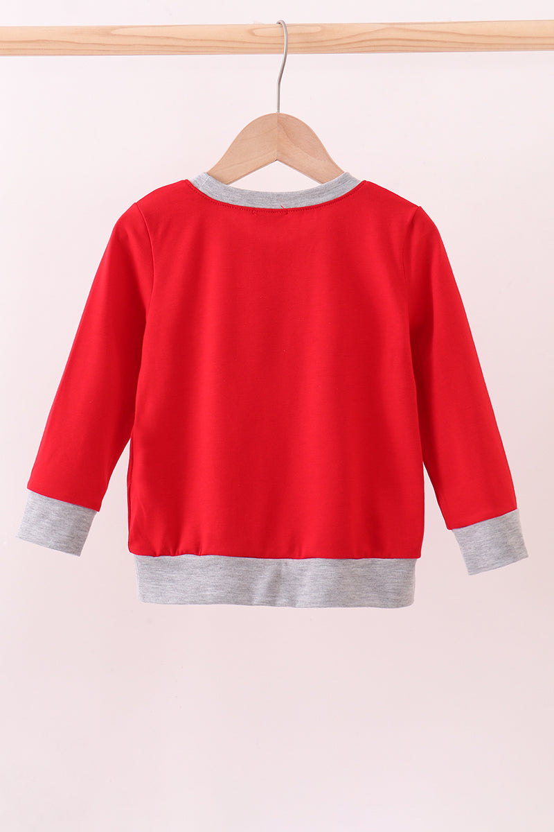 Red vehicle embroidery top