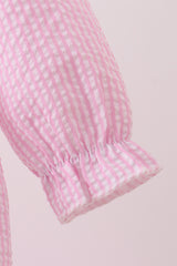 Pink puppy embroidery seersucker bubble