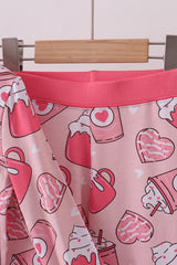 Pink heart print bamboo pajama pants set