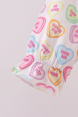 Purple heart print ruffle bubble
