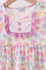 Purple heart print ruffle pants set