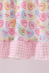 Purple heart print ruffle pants set