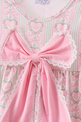 Pink bow floral pants set