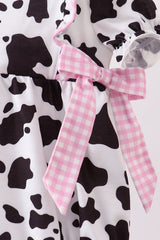 Black cow bow ruffle bubble