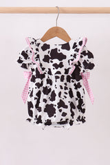 Black cow bow ruffle bubble