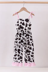 Black cow bow jumpsuit