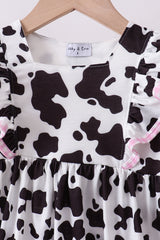 Black cow bow ruffle pants set