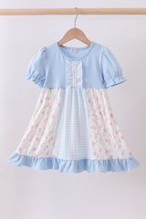 Blue floral ruffle dress