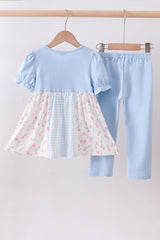 Blue floral pants set