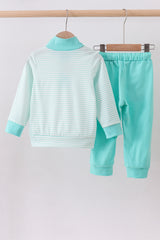 Blue stripe pants set