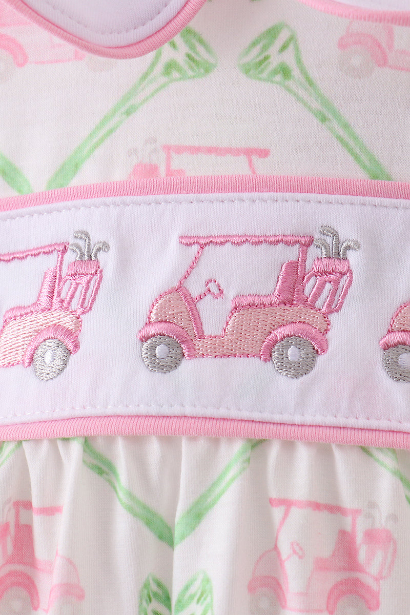 Green golf cart embroidery bubble