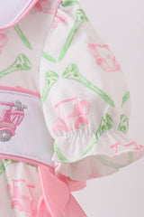 Green golf cart embroidery bubble