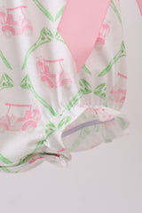 Green golf cart embroidery bubble