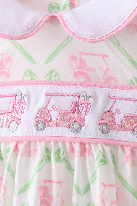 Green golf cart embroidery bloomer set