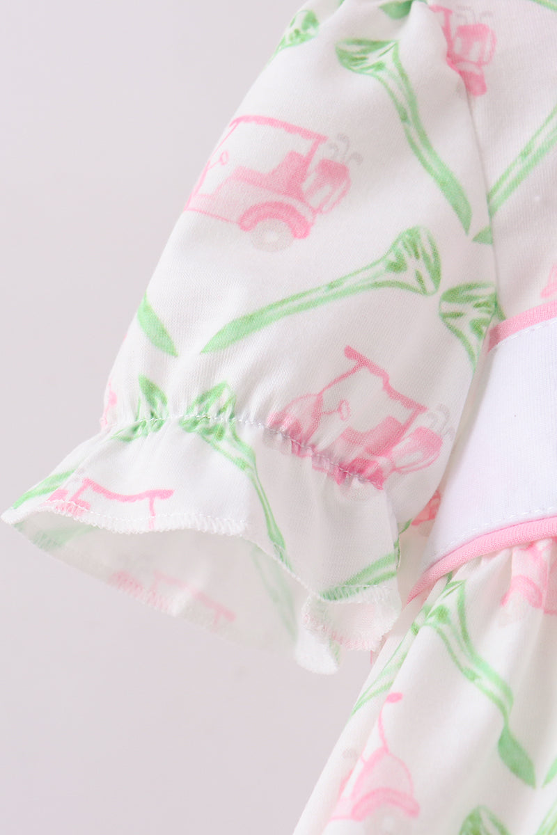 Green golf cart embroidery bloomer set